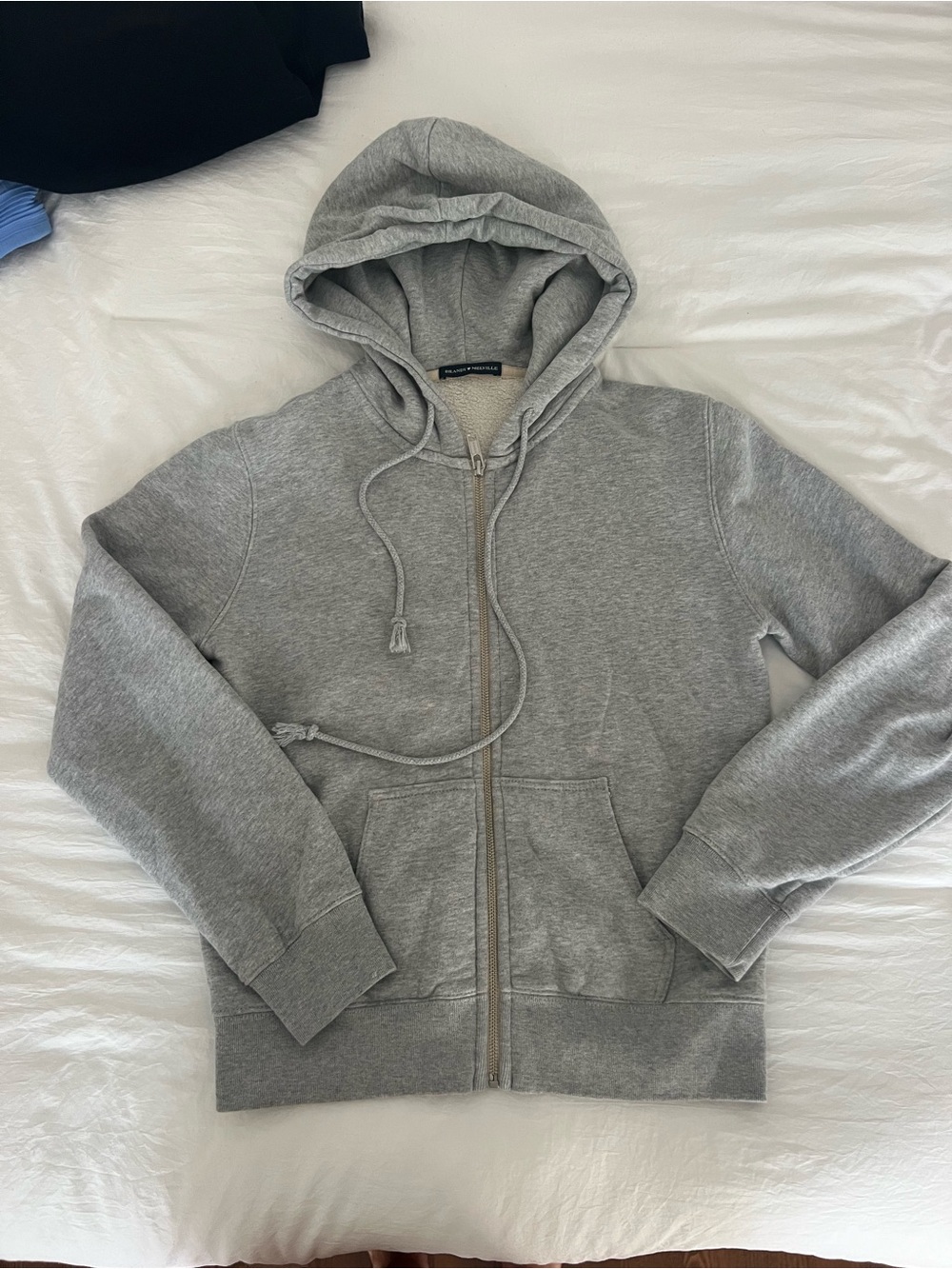 Brandy Melville Light Gray Full-Zip Hooded Sweater